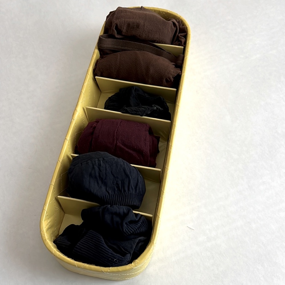 Vintage 1950’s Yellow Pantyhose Storage Bin
